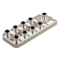 ELCO IO-LINK SENSOR HUB, CLASS-A, M12 A-CODE 4PIN IO-LINK CONN., 8XM12 A-CODE 5PIN, 8 AI/AO, 0 ... 10 V / 0 ... 20 MA / 4 ... 20 MA, METAL, IP67
